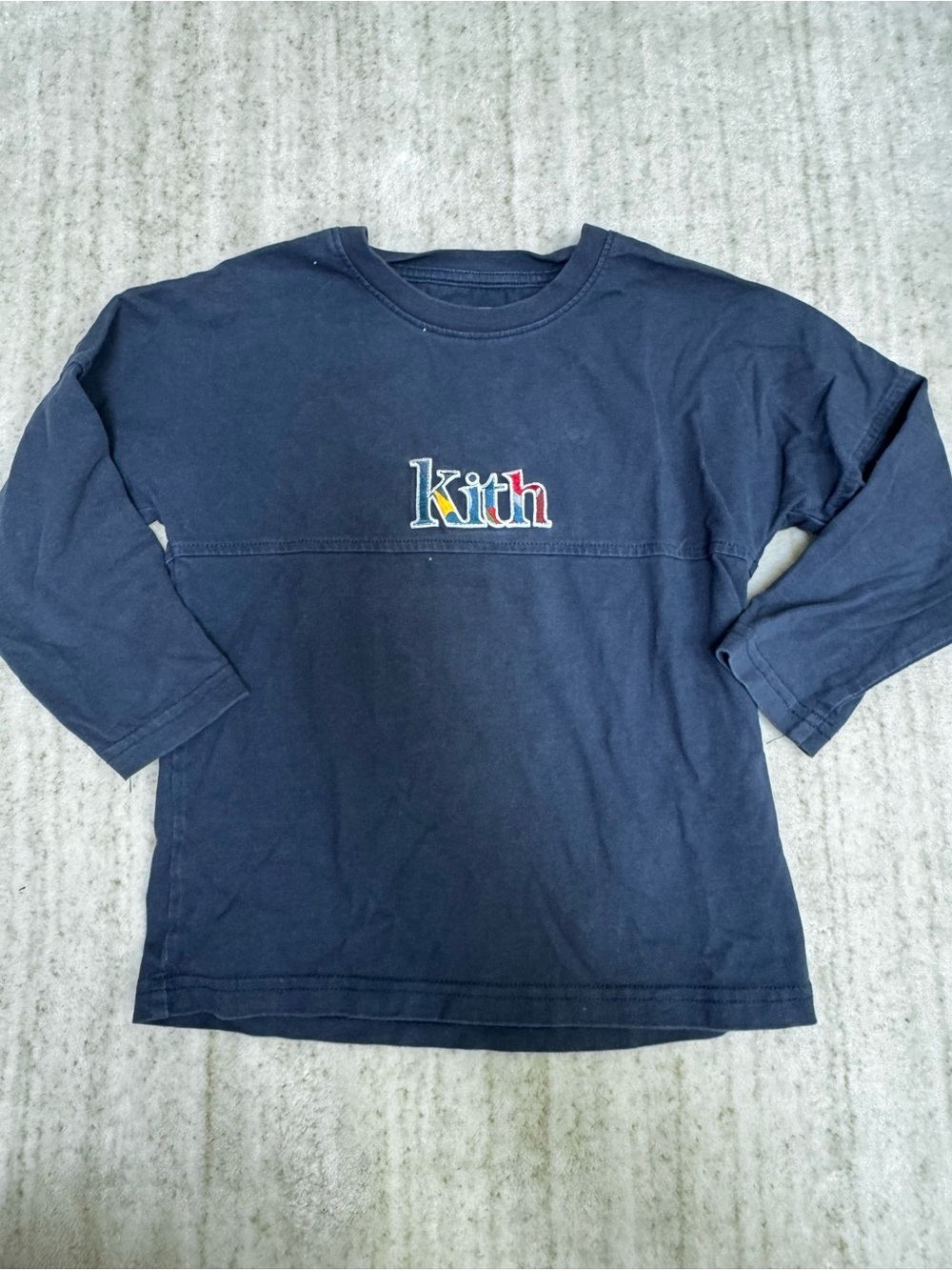 Kith Navy Long Sleeve Shirt with Multicolor Logo